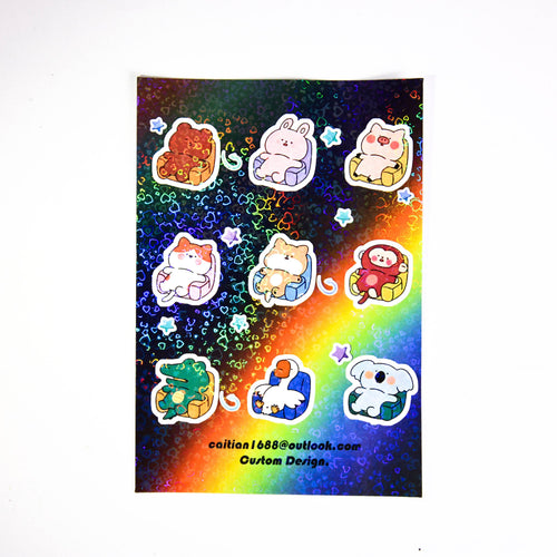 Custom glitter die cut stickers with sparkling finish