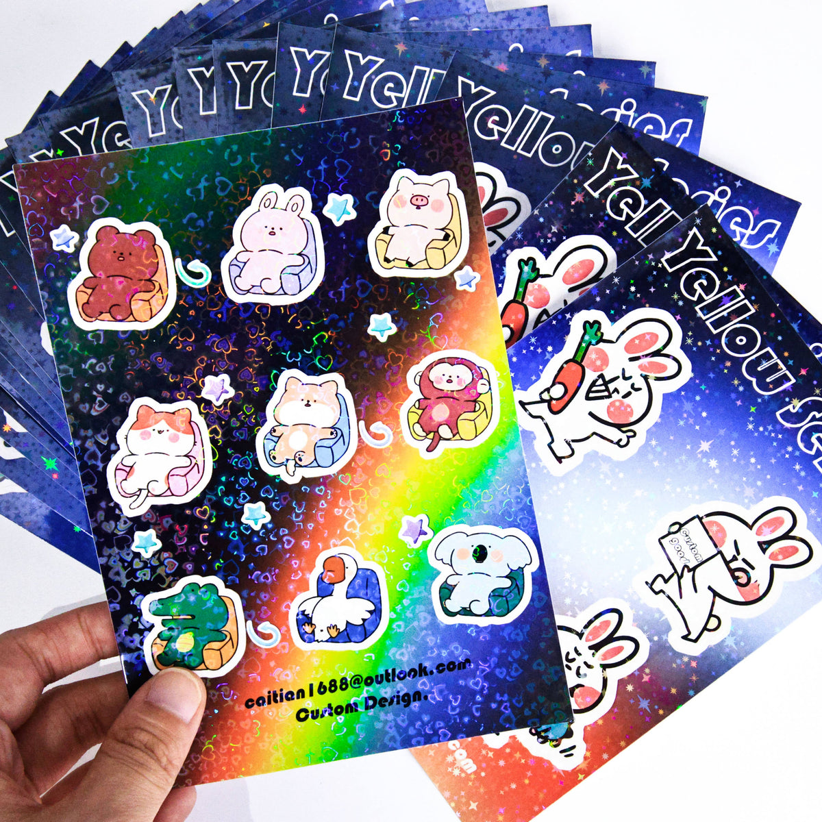 Custom A6 and A5 kiss cut sticker sheet examples