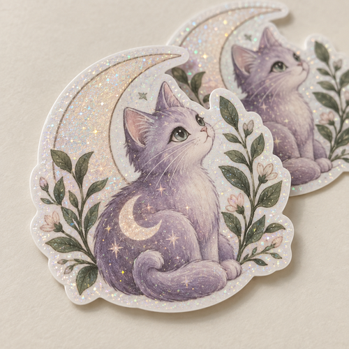 Custom Fine Glitter Stickers — illustrative material mockup